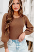 Ribbed Balloon Sleeve Bodysuit